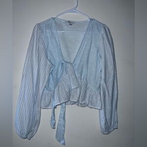 American Eagle 🦅 Light Blue Striped Women's Top